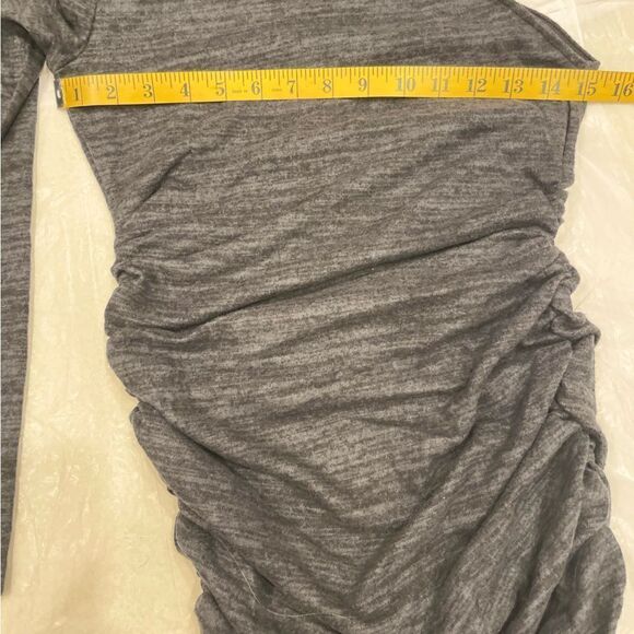 n: Philanthropy Revolve Electra Ruched One Sleeve Mini Dress In Charcoal Size M - Picture 12 of 12